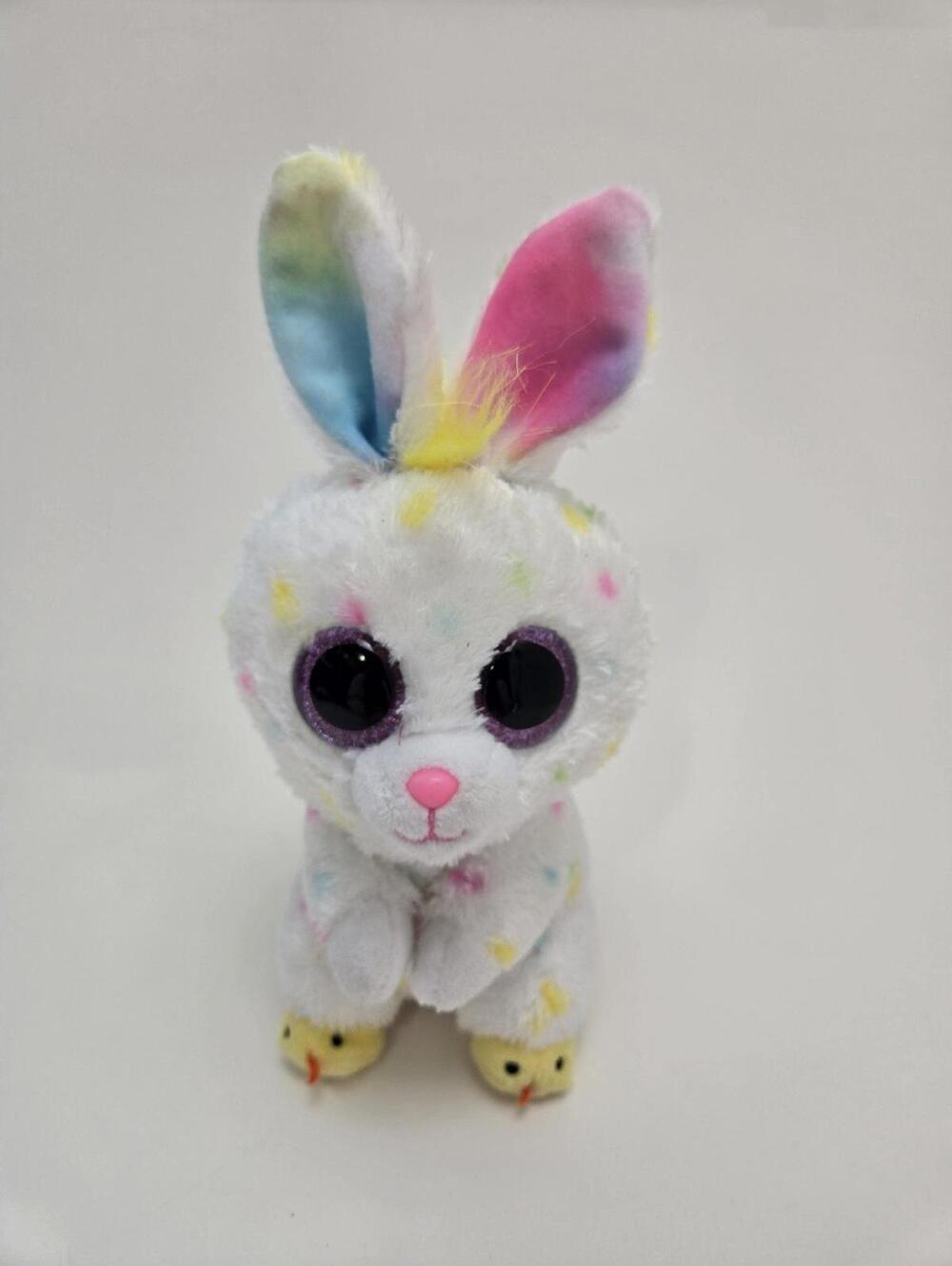 Ty Beanie Boo “Dusty” the Colourful Easter Bunny Rabbit - No Hang Tag (6 inch)
